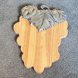 Wooden Charcuterie Board. Grape-Shaped Cutting Board with Aluminum Leaf Accent.